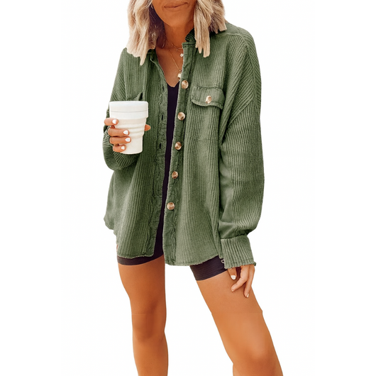 Waffle Knit Button Down