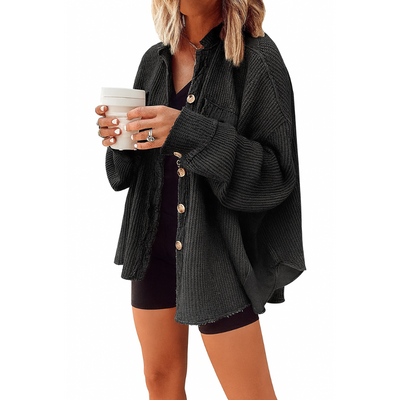 Waffle Knit Button Down
