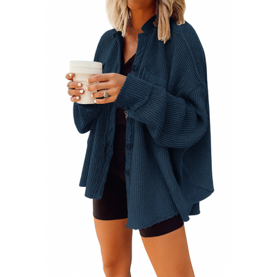 Waffle Knit Button Down