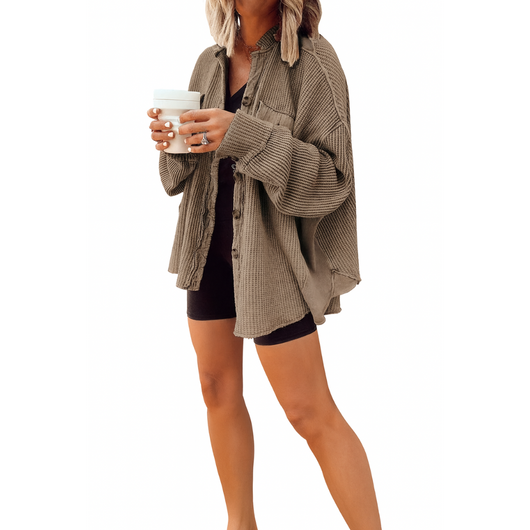 Waffle Knit Button Down